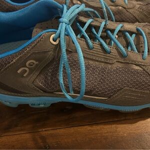 On cloud Running Men's Charcoal and Sky Blue Athletic Shoes